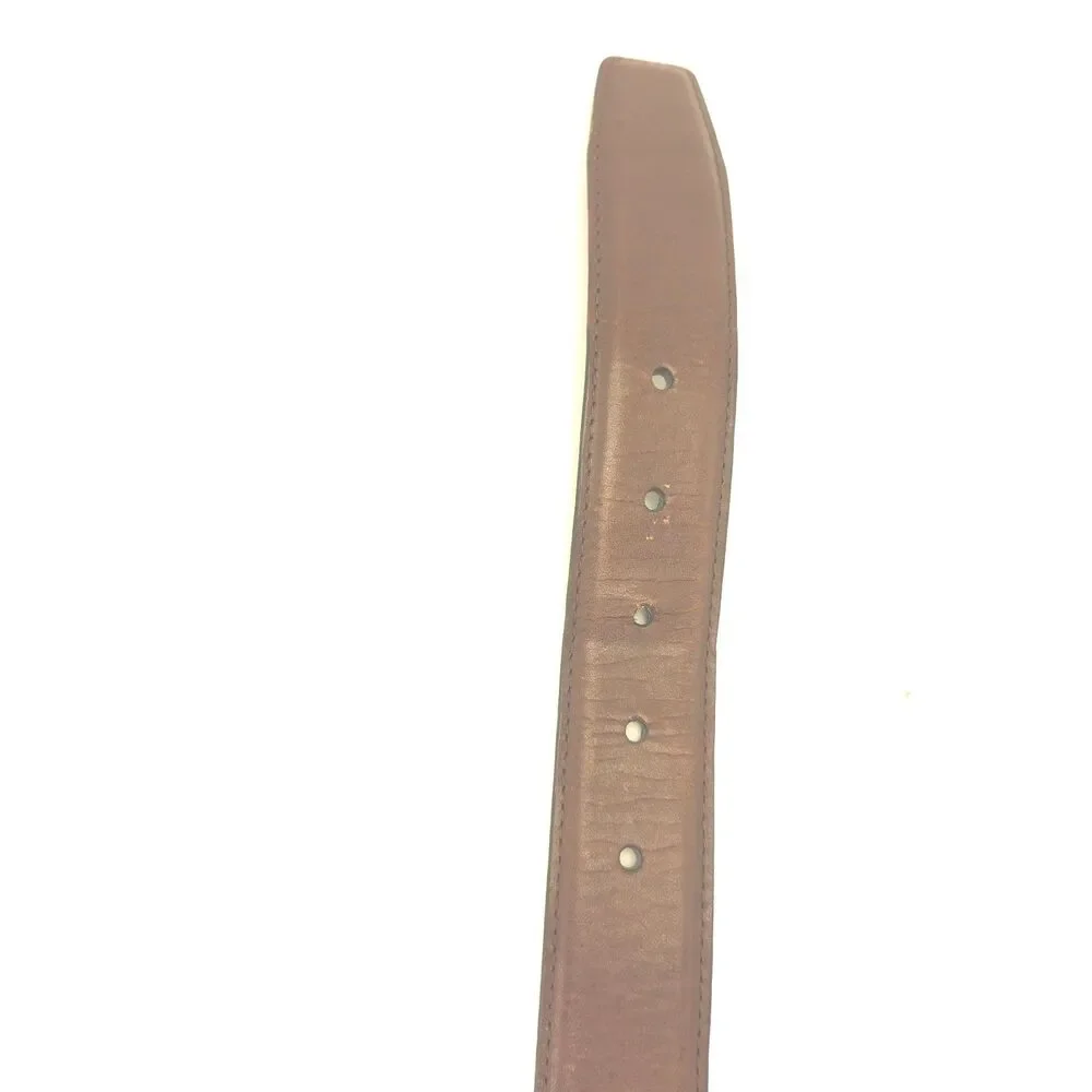 Brown Genuine Leather Belt 38 95 Brass Tone Buckle Classic 42